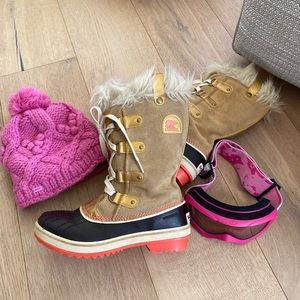 Youth Kids Girls Sorel Boots, Burton Hat, Goggles